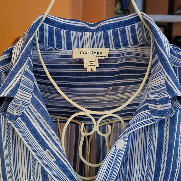 Blue and white dress with pockets - Picture 3 of 3